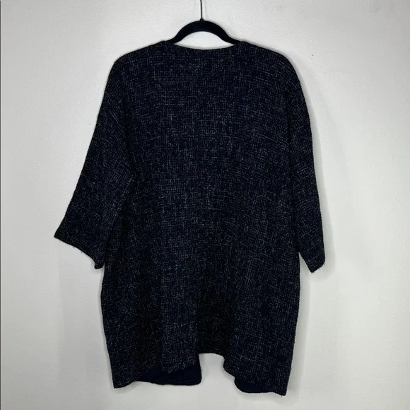 Eileen Fisher Briar Patch Black Wool open front 3/4 sleeve Jacket Blazer size XL - Picture 11 of 13